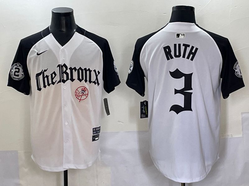 Men 2025 New York Yankees #3 Ruth White black Five generations Joint Name Nike MLB Jersey style 56->new york yankees->MLB Jersey